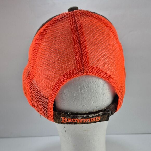 Browning Hunter Orange Realtree Camo Meshback Trucker Hat Cap Buckmark Logo..... - Picture 7 of 8